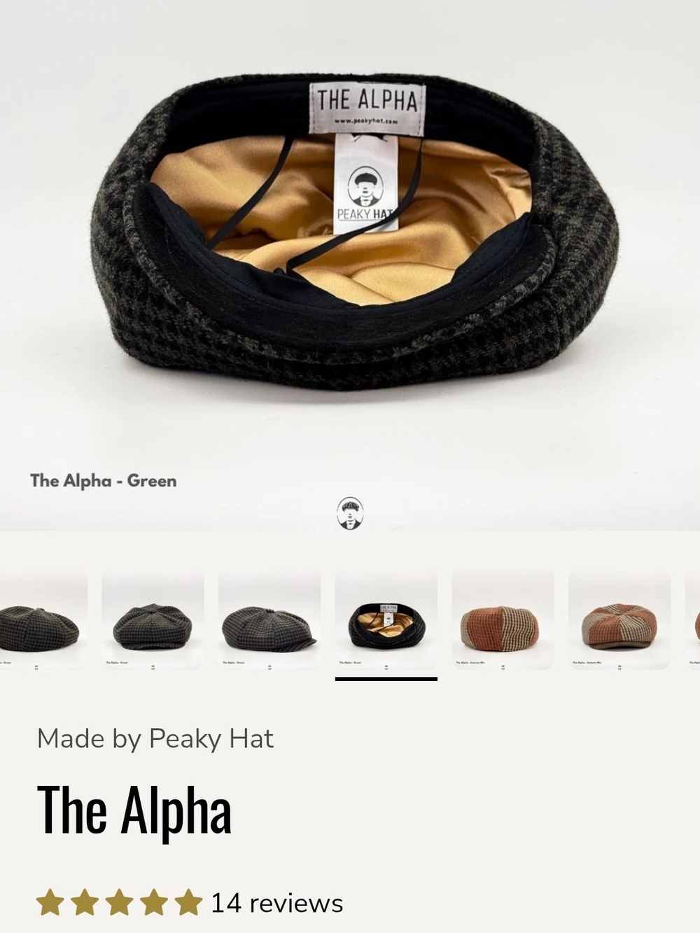 The Alpha Men’s Green Baker Boy Cap by